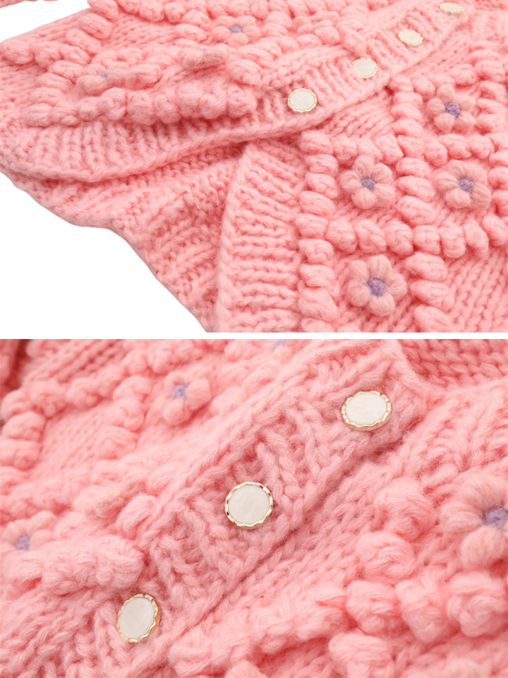 CALORA_ Bloemige Gebreide Cardigan voor Herfst en Winter