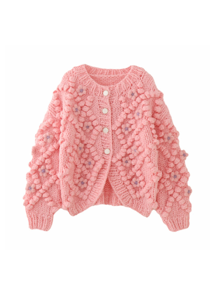 CALORA_ Bloemige Gebreide Cardigan voor Herfst en Winter