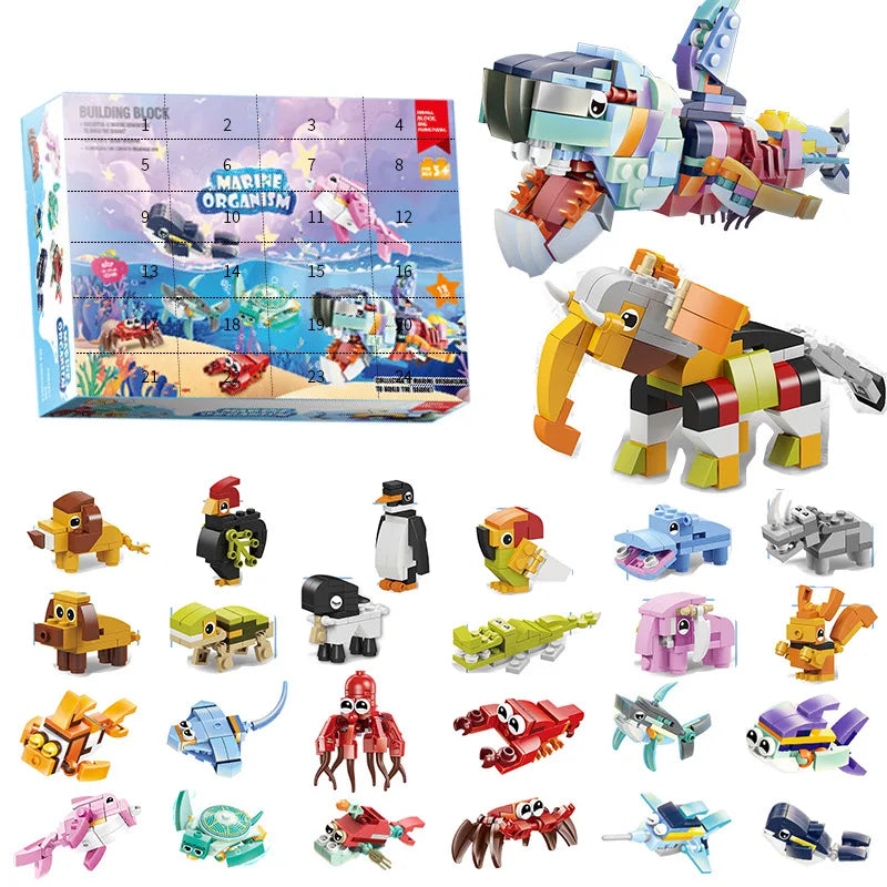 Blokken Bouwset | Kerst Advent Kalender Speelgoed voor Kinderen-Elektronica/Gadgets-Calora-Dieren-Calora