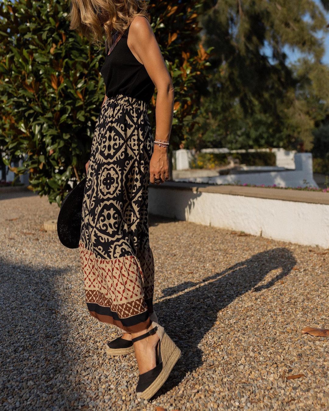 CALORA_ Boho Lange Rok met Print en Vloeiende Silhouet voor Dames