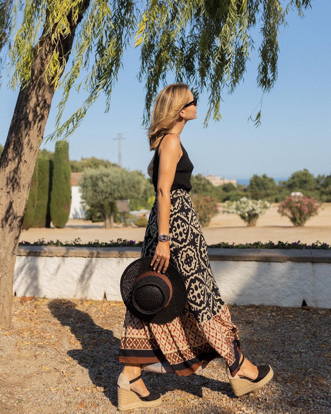 CALORA_ Boho Lange Rok met Print en Vloeiende Silhouet voor Dames