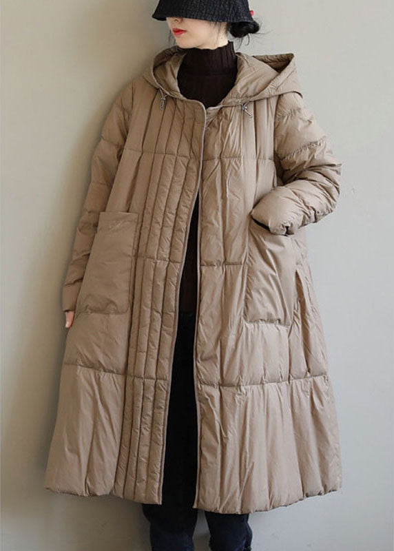 Boho zwarte losse zakken Winter Donsjas-Zomer Jassen-Calora-Khaki-S-Calora