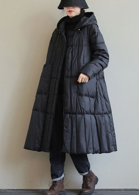 Boho zwarte losse zakken Winter Donsjas-Zomer Jassen-Calora-Zwart-S-Calora