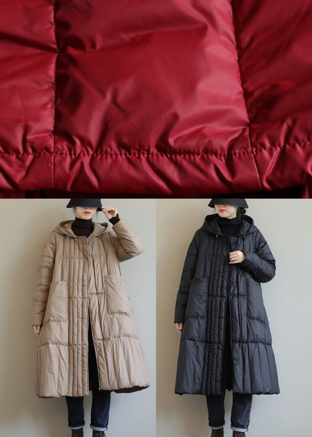 Boho zwarte losse zakken Winter Donsjas-Zomer Jassen-Calora-Zwart-S-Calora