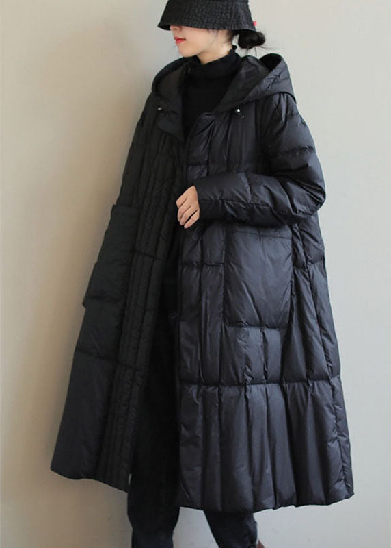 Boho zwarte losse zakken Winter Donsjas-Zomer Jassen-Calora-Zwart-S-Calora
