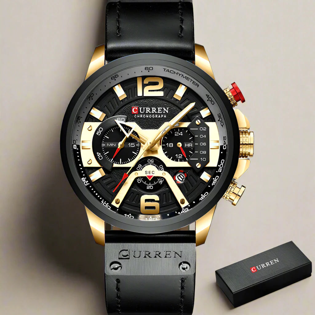 CALORA_ Boostiq – Luxe Militair Leren Horloge Voor Heren