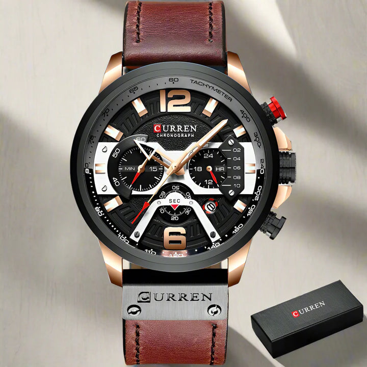 CALORA_ Boostiq – Luxe Militair Leren Horloge Voor Heren