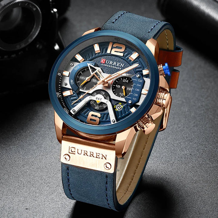 CALORA_ Boostiq – Luxe Militair Leren Horloge Voor Heren