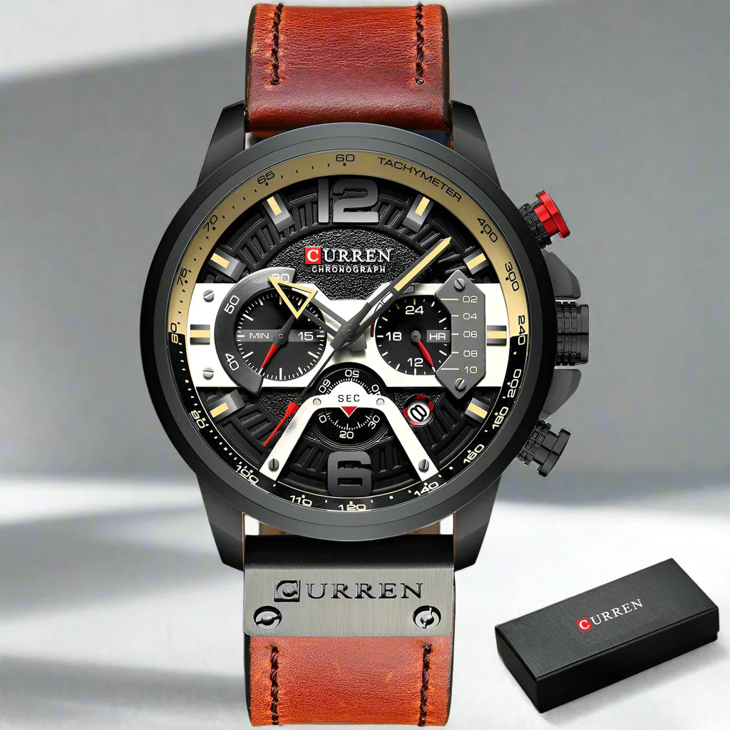 CALORA_ Boostiq – Luxe Militair Leren Horloge Voor Heren