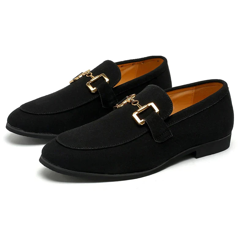CALORA_ Bossélio | Suède Loafers met Metaal Gesp Detail