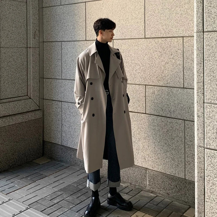 Brave | Trendy lange trenchcoat heren-Zomer Jassen-Calora-Grijs-M-Calora