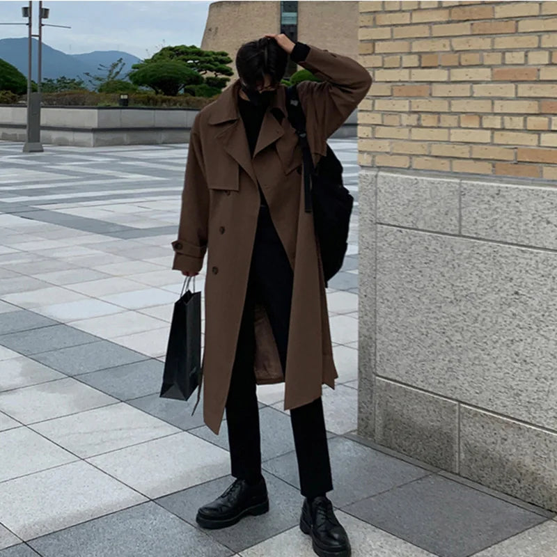 Brave | Trendy lange trenchcoat heren-Zomer Jassen-Calora-Grijs-M-Calora