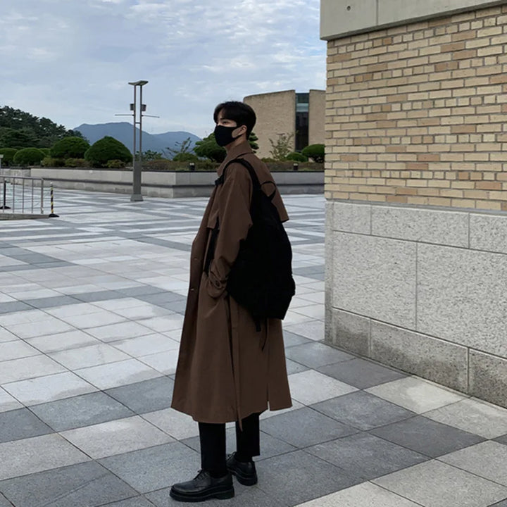 Brave | Trendy lange trenchcoat heren-Zomer Jassen-Calora-Grijs-M-Calora