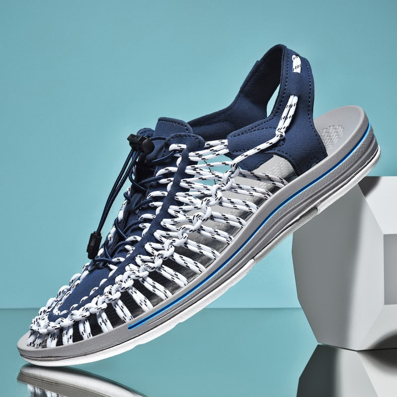 Breezy | Gevlochten luchtige Open Sandalen Sneakers-Sandalen-Calora-Blauw-38-Calora
