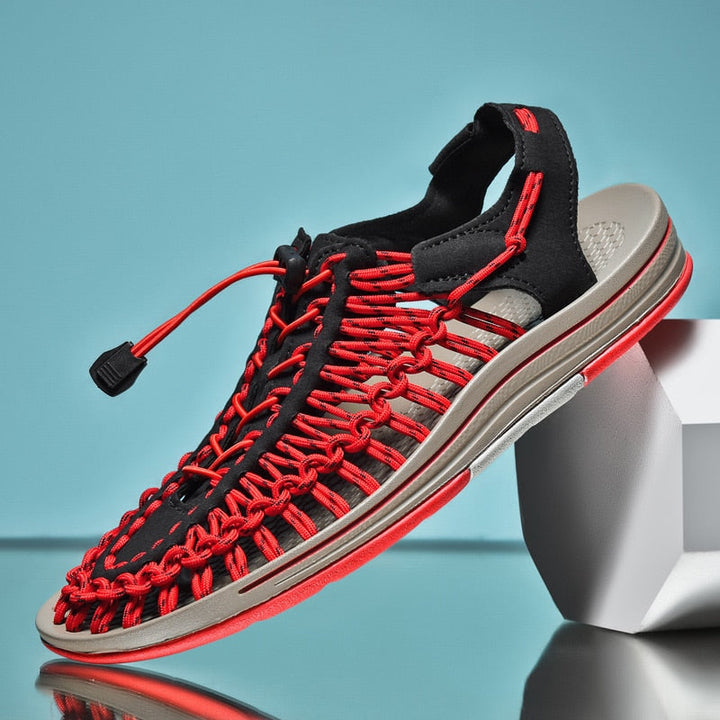 Breezy | Gevlochten luchtige Open Sandalen Sneakers-Sandalen-Calora-Rood-38-Calora