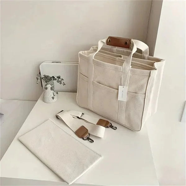 CALORA_ Canvas Boodschappentas met Ruim Interieur en Stijlvol Ontwerp