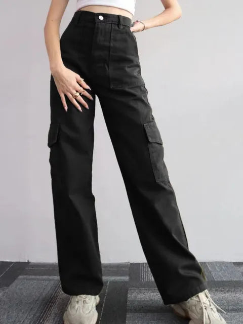 Cargo Broek met 3D zakken voor dames-Wijde Broeken-Calora-Beige-S-Calora