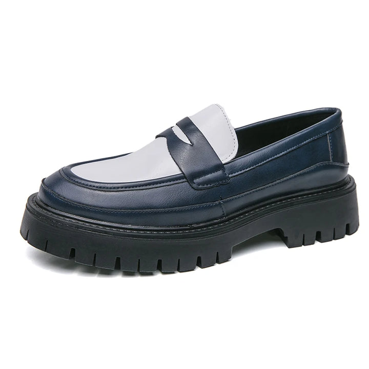Carlo | Luxe Leren Loafers met platformzool - Zwart Wit-Loafers-Calora-Blauw wit-38-Calora