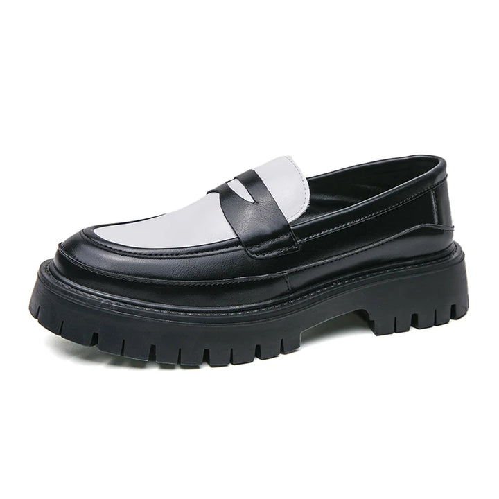 Carlo | Luxe Leren Loafers met platformzool - Zwart Wit-Loafers-Calora-Zwart wit-38-Calora