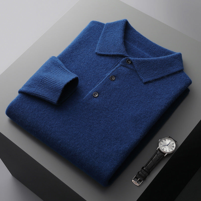 CALORA_ Cashmere/Merino Lange Mouwen Polo Shirt van Luxe Kwaliteit
