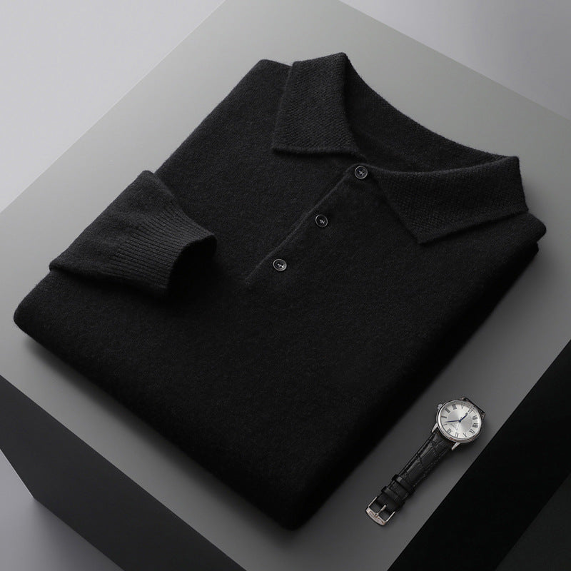 CALORA_ Cashmere/Merino Lange Mouwen Polo Shirt van Luxe Kwaliteit