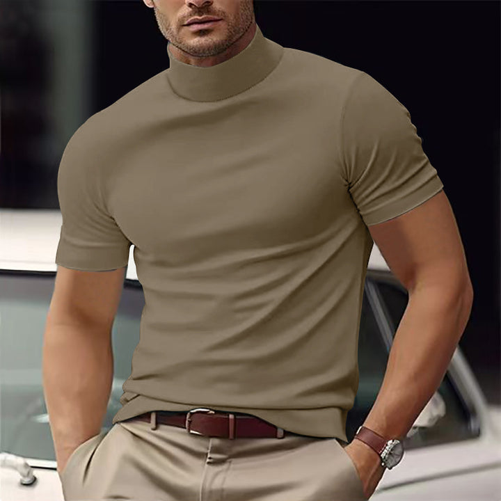 CALORA_ Casual Basic Turtleneck T-shirt voor Heren met Korte Mouwen