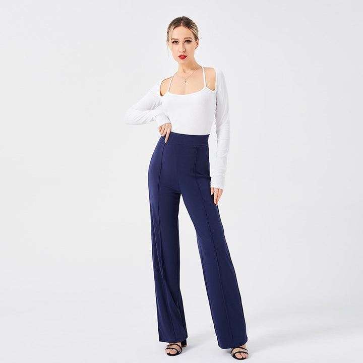 Casual broek met wijde pijpen-Wijde Broeken-Calora-Donkerblauw-S-Calora