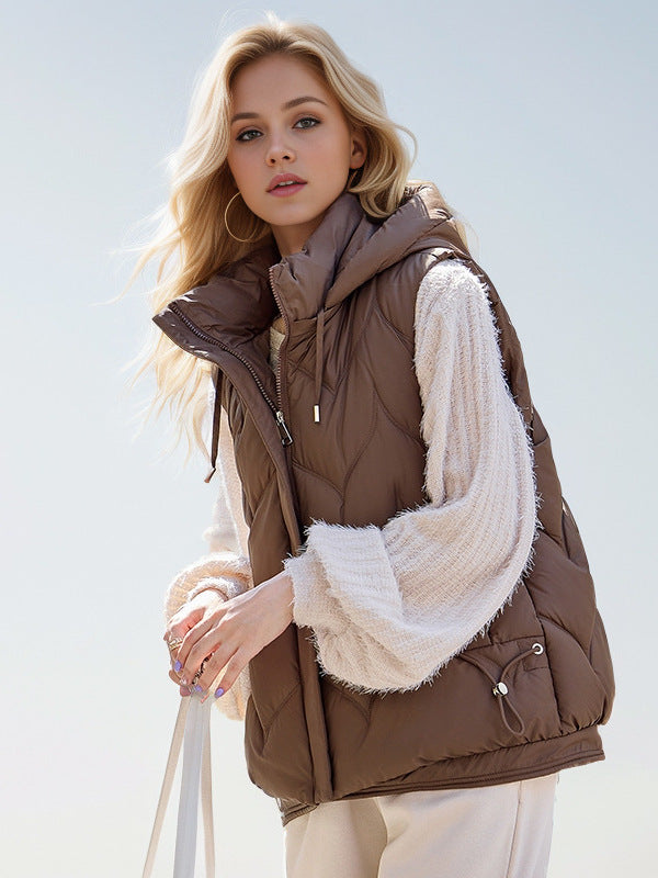 CALORA_ Casual Dames Mouwloos Herfst Bodywarmer Vest met Capuchon