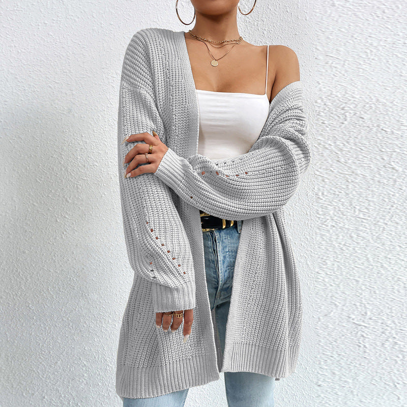 CALORA_ Casual Gebreide Cardigan met Lange Mouwen