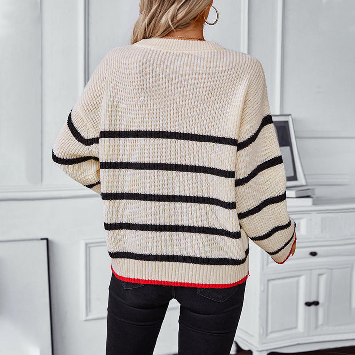 CALORA_ Casual Gestreepte Pullover Trui met Lange Mouwen