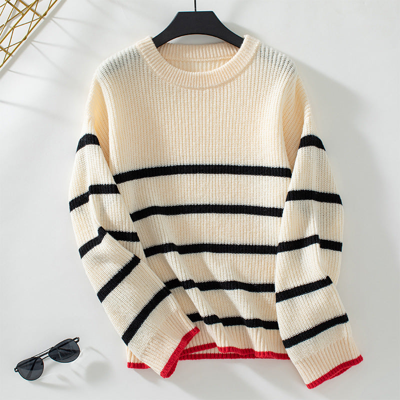 CALORA_ Casual Gestreepte Pullover Trui met Lange Mouwen