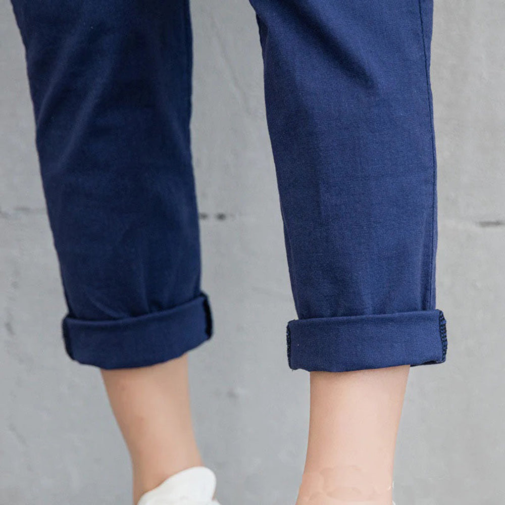 Casual Katoenen Broek voor dames-Wijde Broeken-Calora-Beige-S-Calora