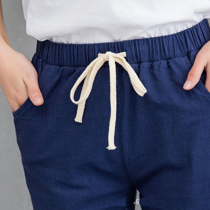 Casual Katoenen Broek voor dames-Wijde Broeken-Calora-Beige-S-Calora