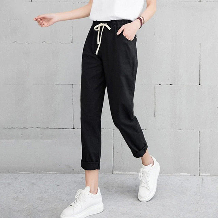 Casual Katoenen Broek voor dames-Wijde Broeken-Calora-Zwart-S-Calora