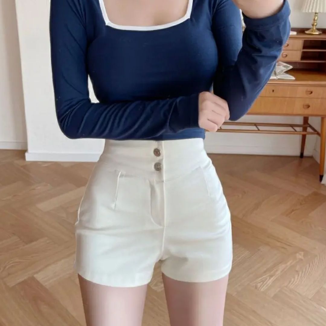Casual Korte Broek Dames – Slim Fit & Comfortabele Pasvorm-Korte Broeken-Calora-Wit-S-Calora