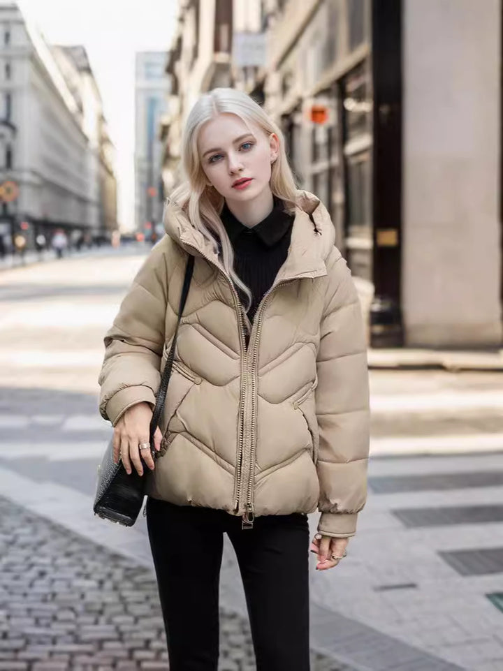 CALORA_ Casual Korte Dons Winterjas met capuchon