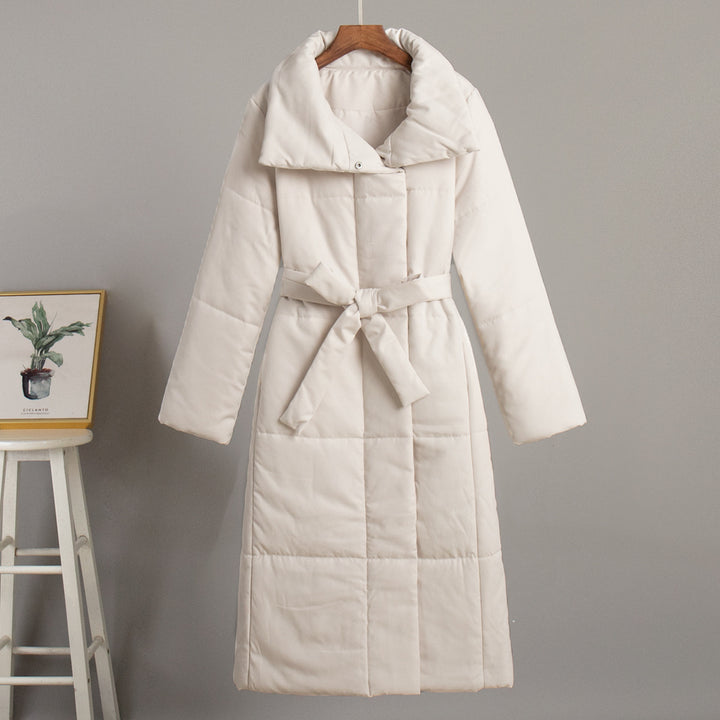 CALORA_ Casual Lange Katoenen Winterjas met Opstaande Kraag