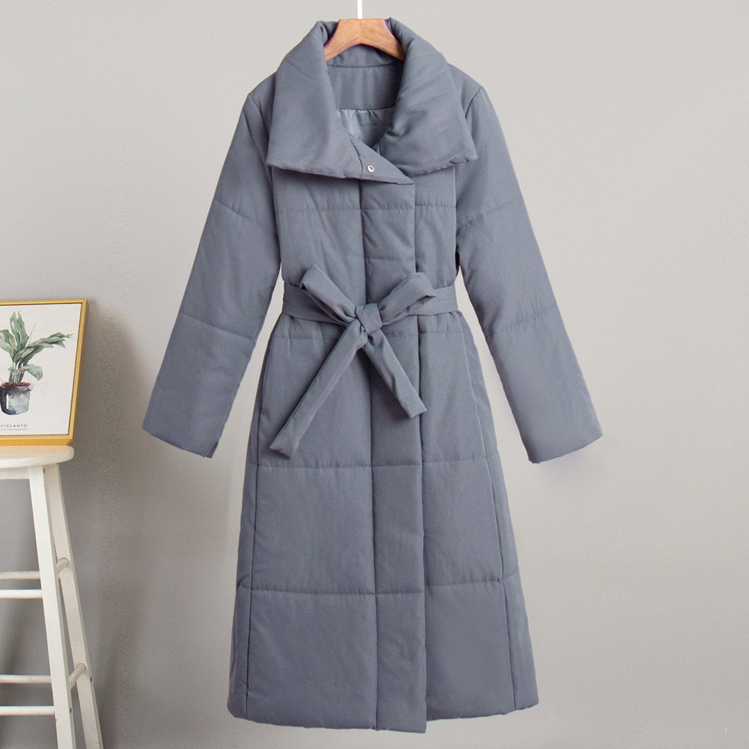 CALORA_ Casual Lange Katoenen Winterjas met Opstaande Kraag