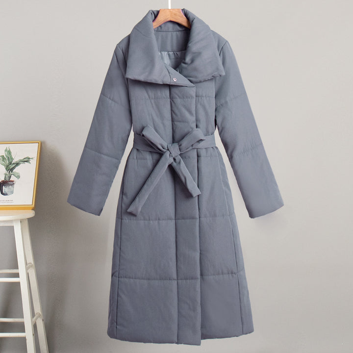 CALORA_ Casual Lange Katoenen Winterjas met Opstaande Kraag