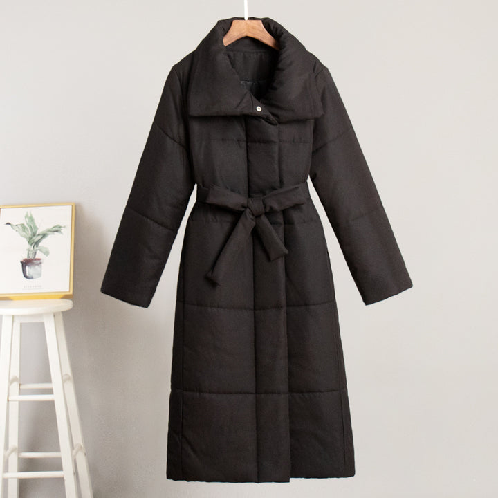 CALORA_ Casual Lange Katoenen Winterjas met Opstaande Kraag