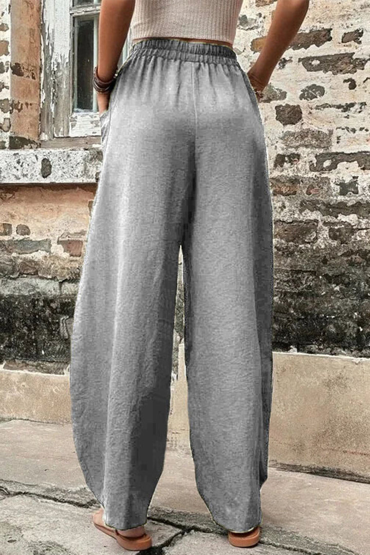 Casual losse broek met hoge taille en zakken-Wijde Broeken-Calora-Zwart-S-Calora