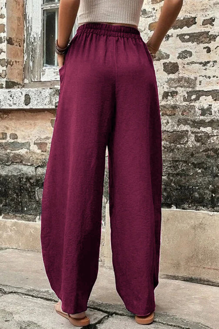 Casual losse broek met hoge taille en zakken-Wijde Broeken-Calora-Zwart-S-Calora