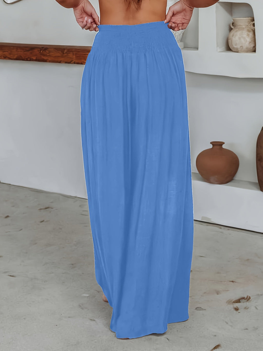 Casual Losse Broek met Wijde Pijpen-Wijde Broeken-Calora-Zwart-S-Calora