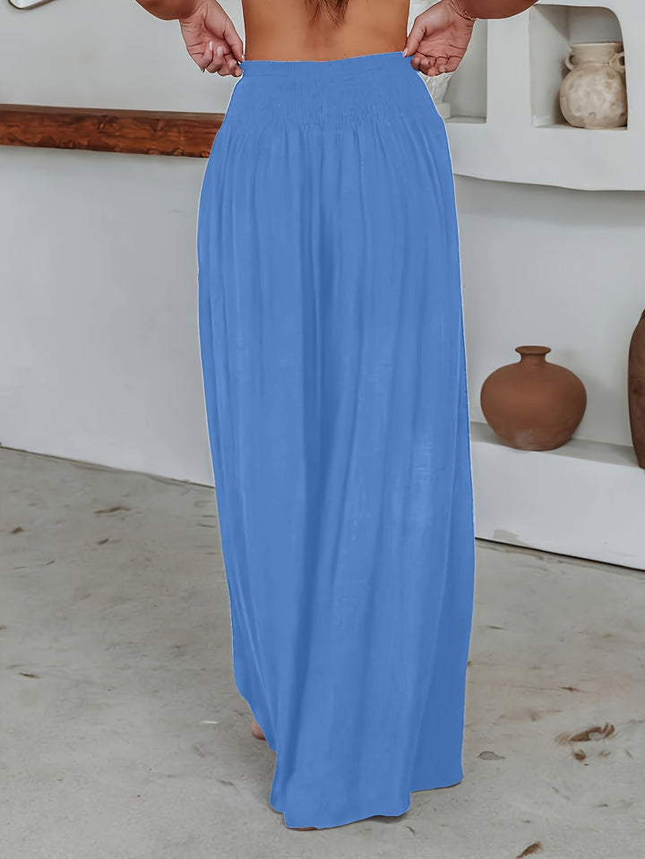 Casual Losse Broek met Wijde Pijpen-Wijde Broeken-Calora-Zwart-S-Calora