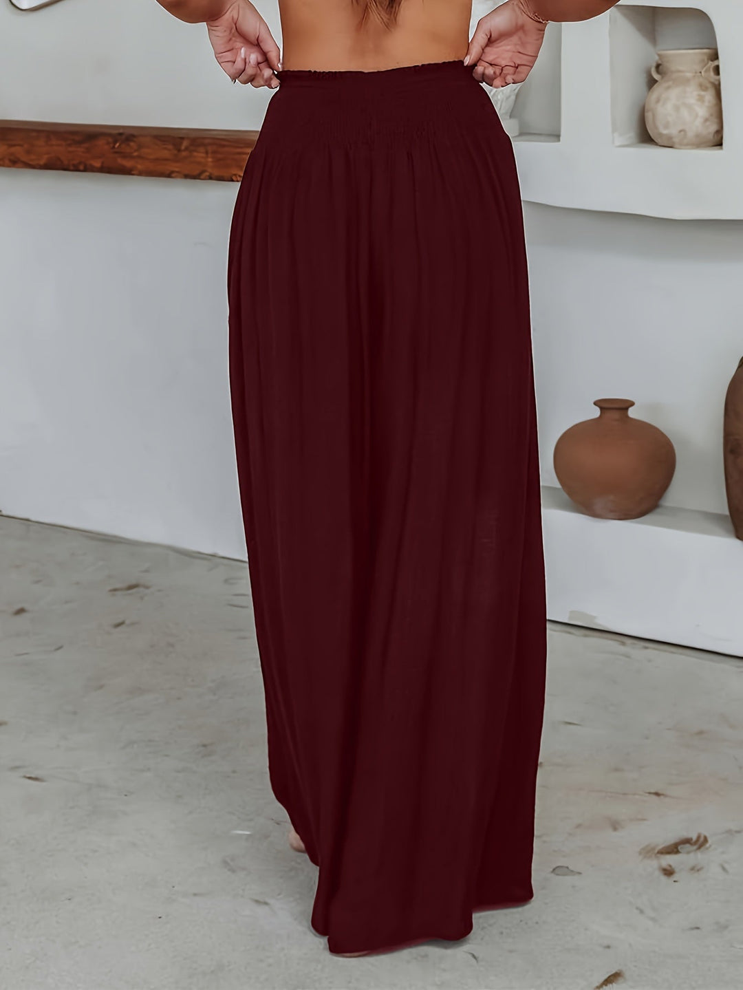 Casual Losse Broek met Wijde Pijpen-Wijde Broeken-Calora-Zwart-S-Calora