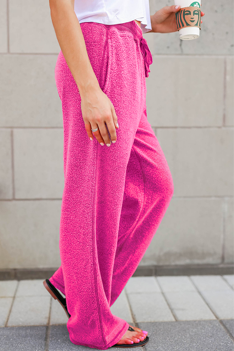 Casual Losse Wijdere Broek met Trekkoord en Zakken voor Dames-Joggingsbroek-Calora-Roze-S-Calora
