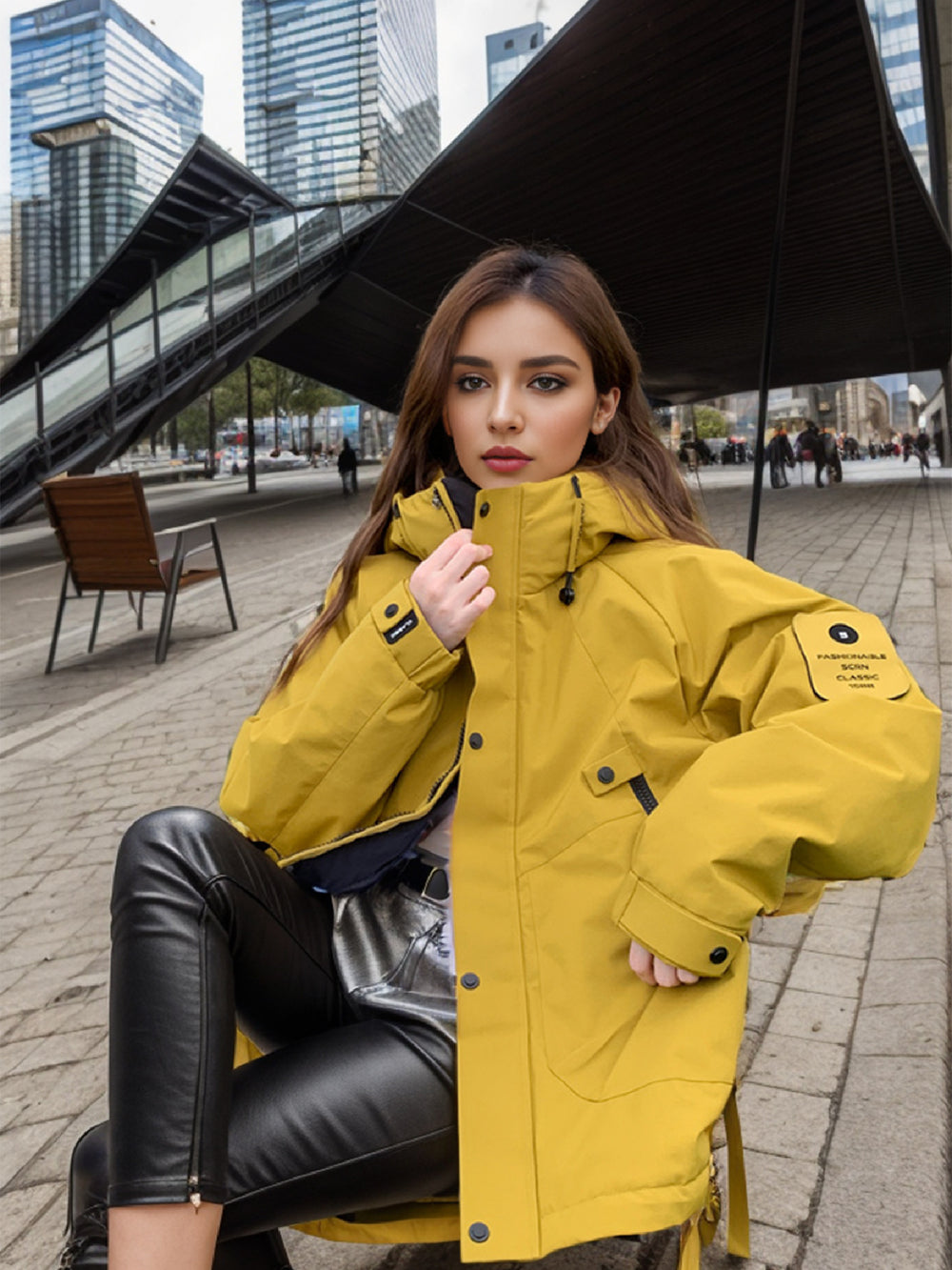 CALORA_ Casual Outdoor Donsjack Wandeljas met Opstaande Kraag