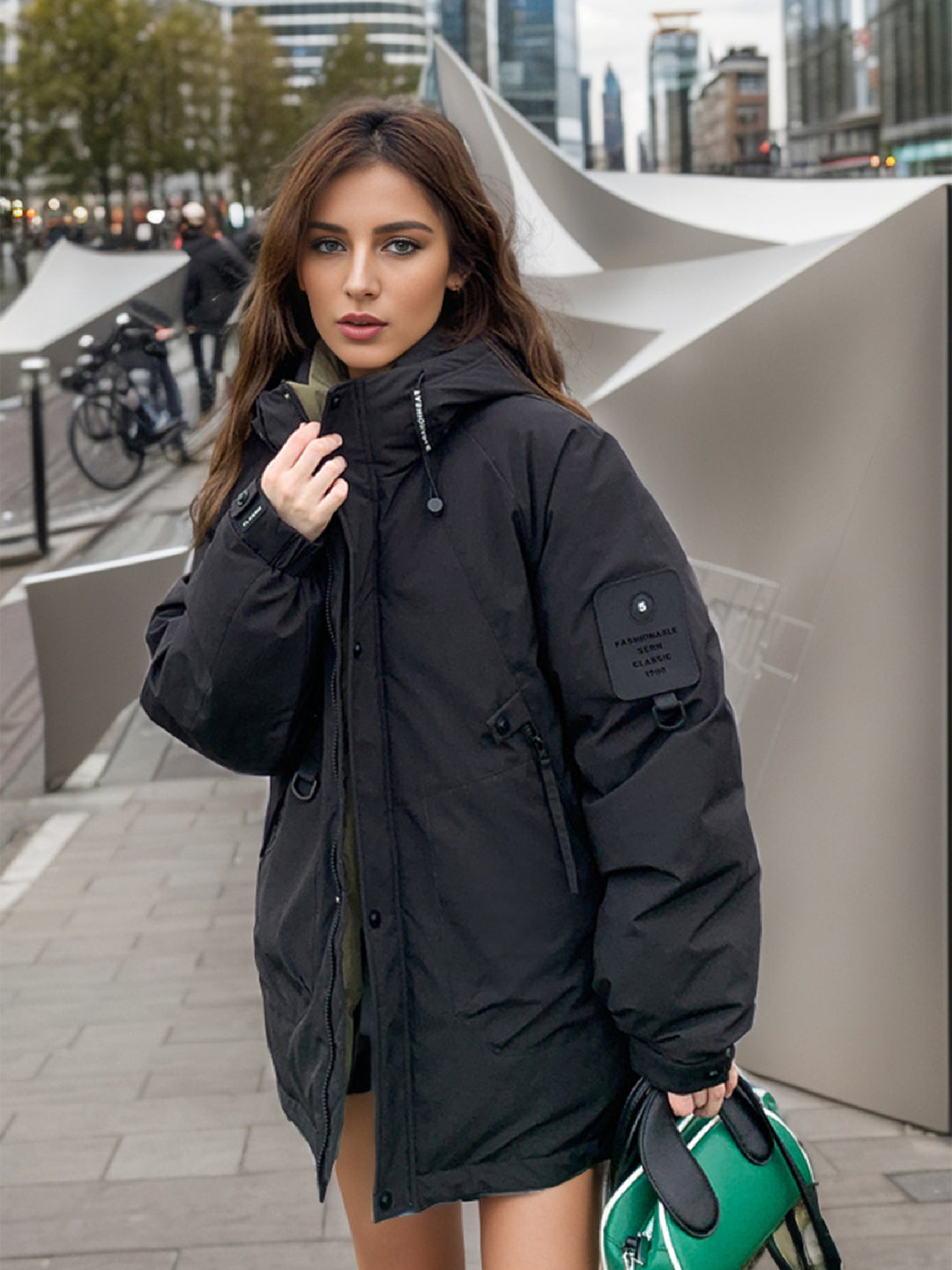 CALORA_ Casual Outdoor Donsjack Wandeljas met Opstaande Kraag