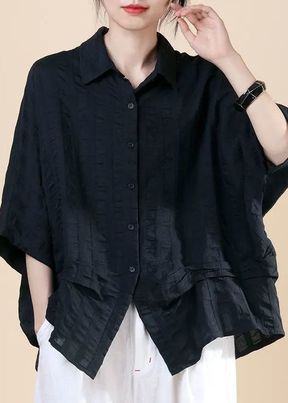 Casual PeterPan Kraag Vleermuis Vleugel Mouw Herfst Shirt-Shirts & Topjes-Calora-S-Calora
