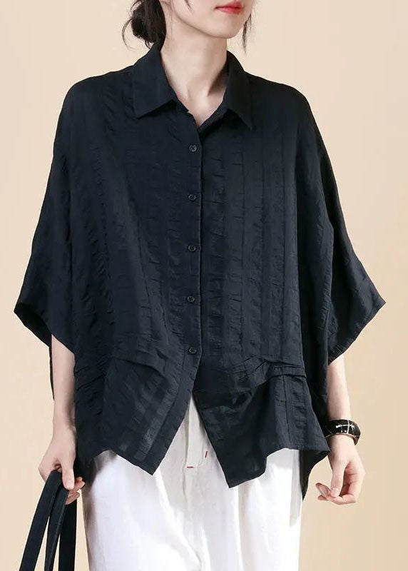 Casual PeterPan Kraag Vleermuis Vleugel Mouw Herfst Shirt-Shirts & Topjes-Calora-S-Calora